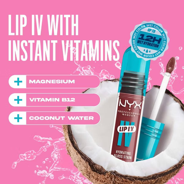 NYX Professional Makeup Lip IV Hydrating Lip Gloss Stain - Bubble Gum Burst