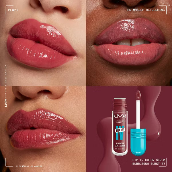 NYX Professional Makeup Lip IV Hydrating Lip Gloss Stain - Bubble Gum Burst
