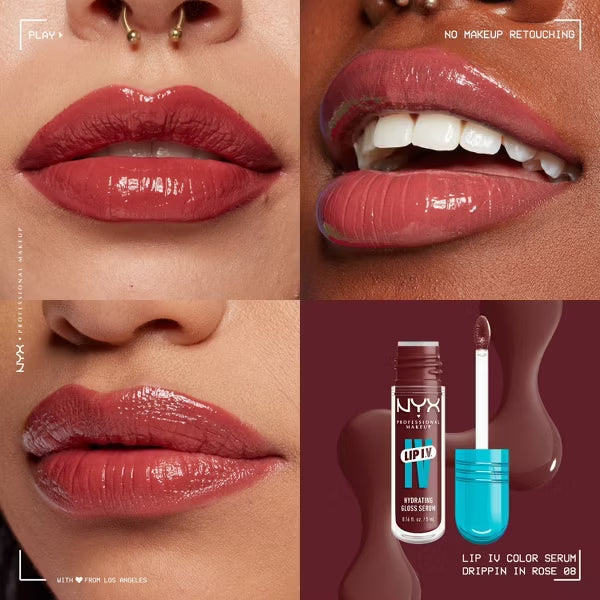 NYX Professional Makeup Lip IV Hydrating Lip Gloss Stain - Drippin in Rose